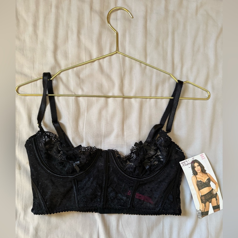 Black lace balconette bralette size large